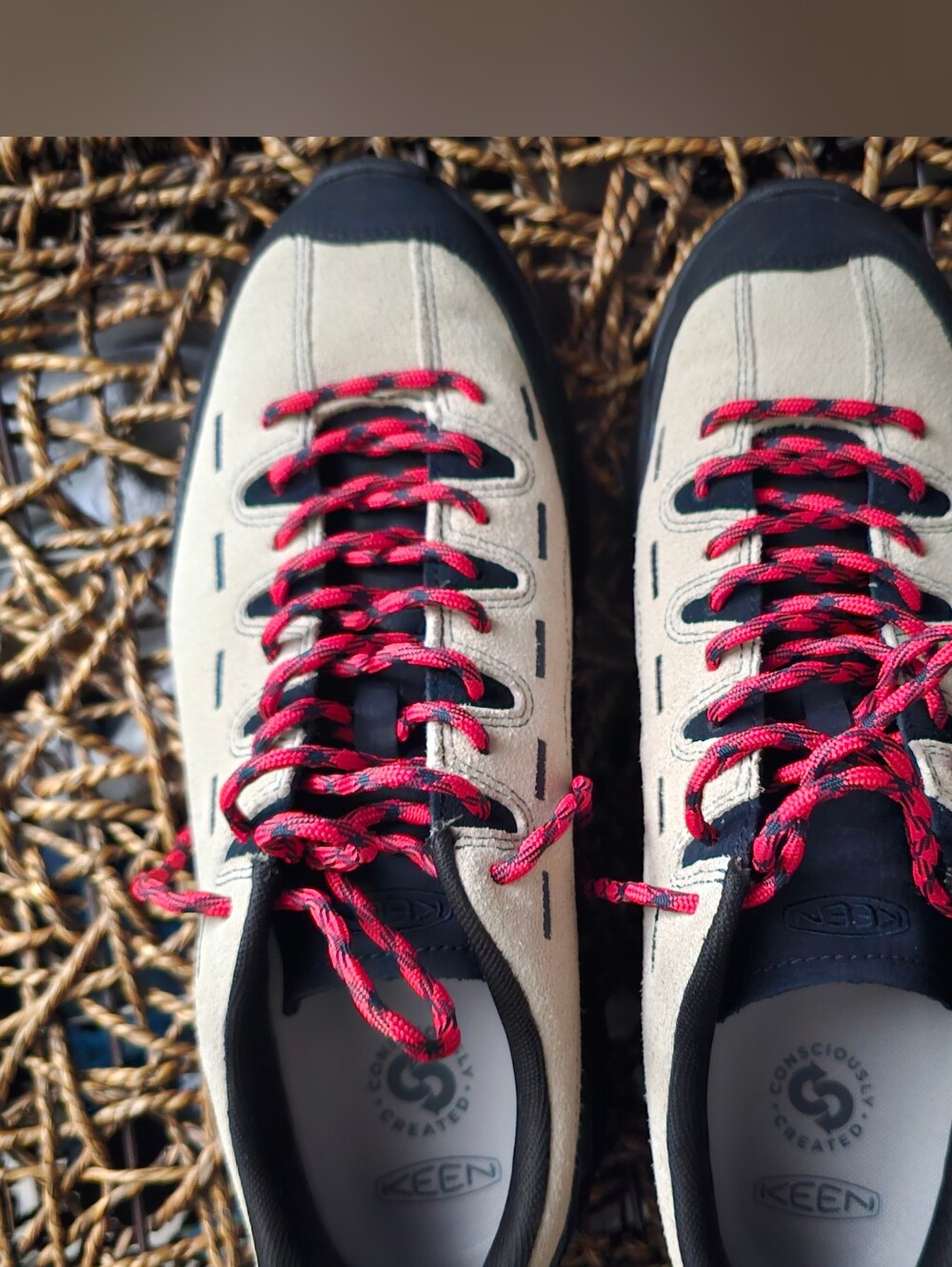 KEEN Beige Suede Sneakers with Red Laces - Picture 2 of 8